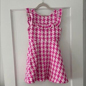 Janie and Jack Pink & White Houndstooth Dress with Ruffles - Size 6 NWOT